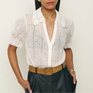 Reformation Gibson Top - White Embroidered